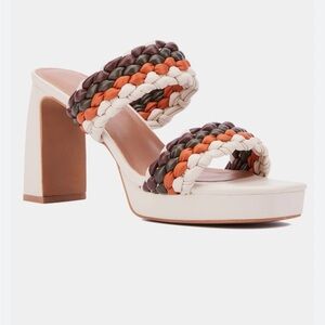 Gabrielle Union Braided Double Band Platform Sandal - Cream Multi Color Size 9
